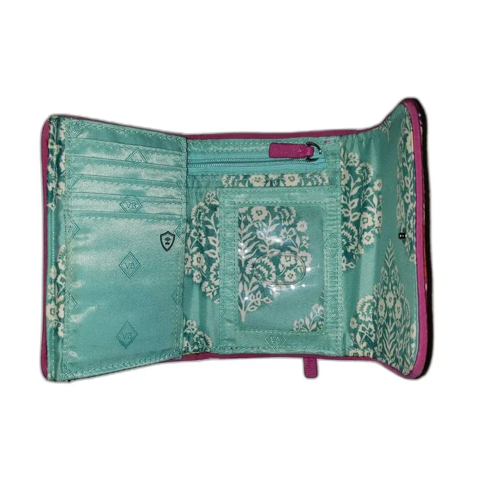 VERA BRADLEY Modern Medley Pink Orange Floral Retired Pattern Tri Fold Wallet - Picture 3 of 8